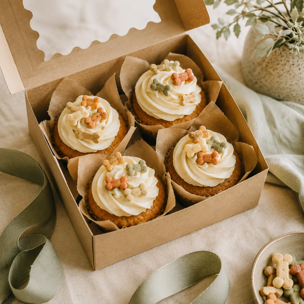 Schachtel mit Pupcakes